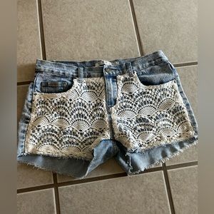Jean shorts with white lace size large